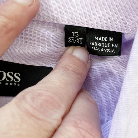 Hugo Boss Sharp Fit Lavender Long Sleeve Button Down Shirt Size 15 - Picture 6 of 10